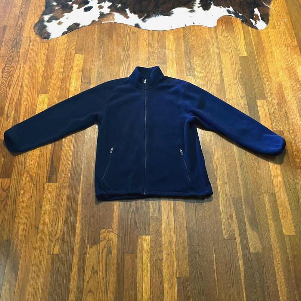 Lands’ End Navy Blue Full Zip Fleece Jacket Aircore 200 Men’s Large